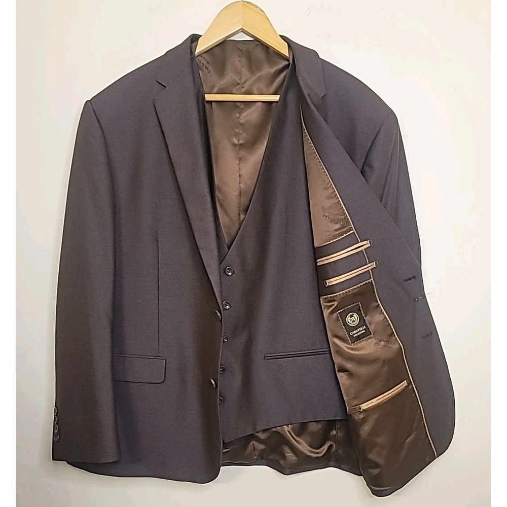 Caravelli Men's Blazer and Vest Size 50R Sport Jacket Brown Gorgeous Wedding